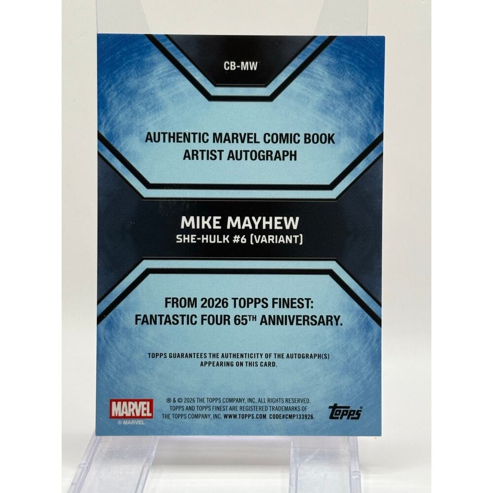 2026 Topps Finest Fantastic Four Mike Mayhew She-Hulk Artist Gold Auto 7/50 SP - Picture 2 of 2